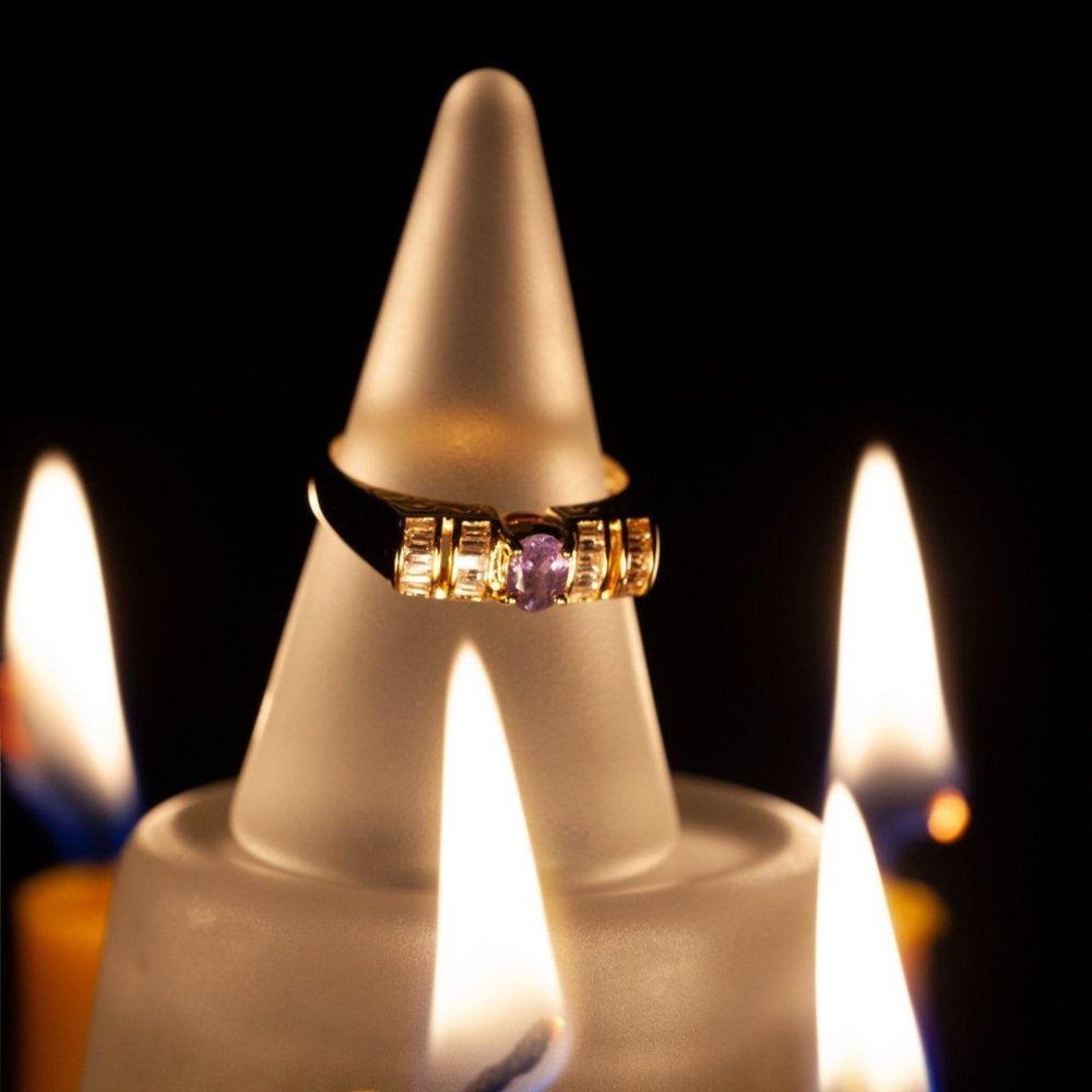 Russian Alexandrite Diamond 18k Yellow Gold Ring - Picture 4 of 7